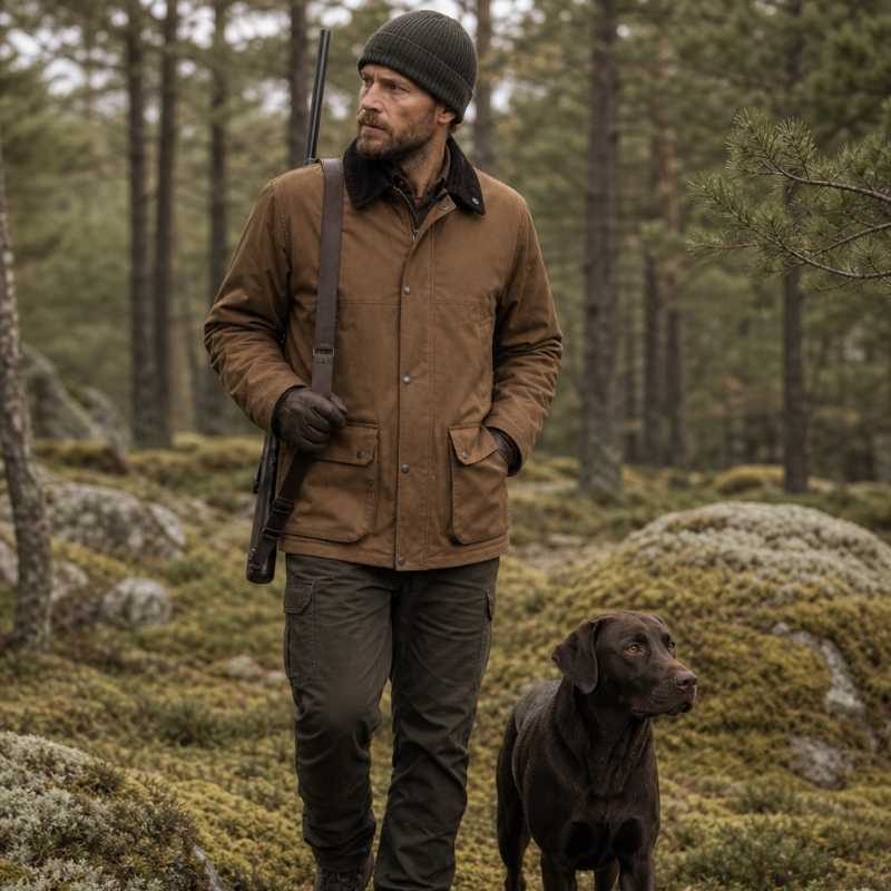 Oxford Blue Countryman Oliskinsjakke, Sandstone på jæger